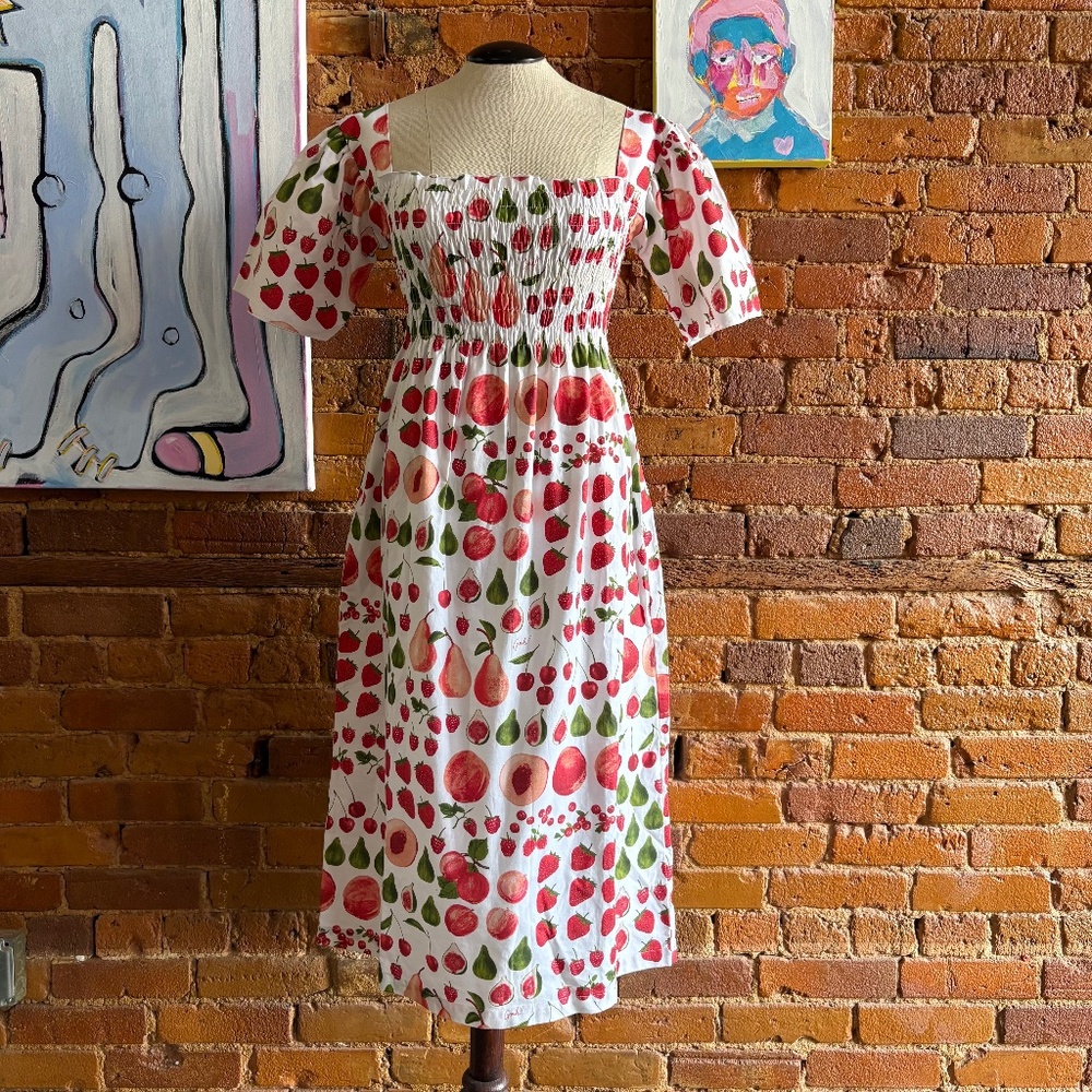 Lisa Says Gah! Toni Midi Dress is Fruit print, size S